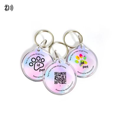 Epoxy Dog Bone Customized QR Code NTAG 216 888bytes Animal RFID NFC Pet Tag for Tracking