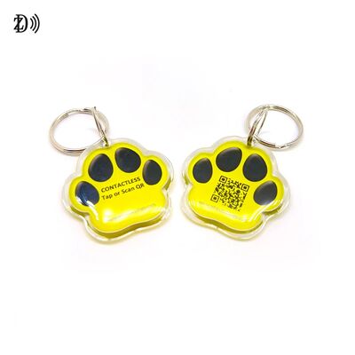 Epoxy Dog Bone Customized QR Code NTAG 216 888bytes Animal RFID NFC Pet Tag for Tracking