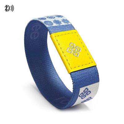 Custom Elastic Wrist Band Bracelet RFID 13.56MHz NFC Durable Rubber Material with Polyester Elastic for Access Control