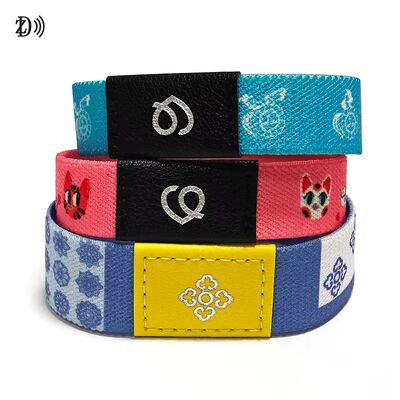 Custom Elastic Wrist Band Bracelet RFID 13.56MHz NFC Durable Rubber Material with Polyester Elastic for Access Control