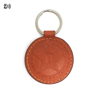 Upscale Keyfob Embossed Customized Keychain Durable Waterproof 13.56MHz NFC Key Tag Leather Keyfob Wearable NFC RFID Keyfob